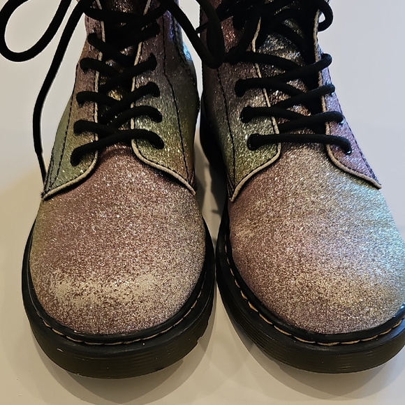 Dr. Martens Kids Glitter Boots - Pink and Silver Size 4 Women's - Picture 2 of 9